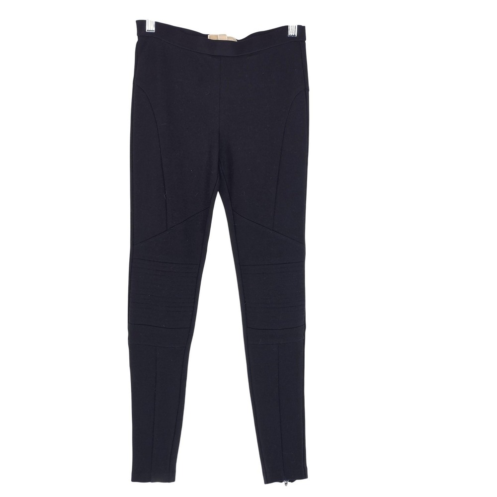 Michael Michael Kors Leggings Women S Black Ponte Mid Rise Ankle Zip Moto Baddie